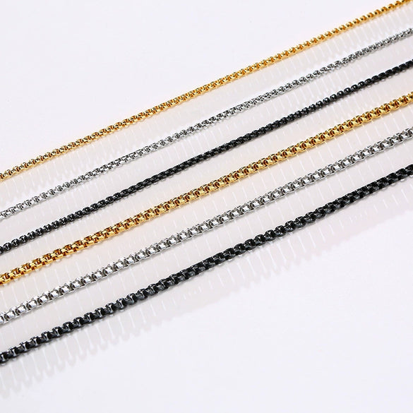 Wholesale Stainless Steel Stacking Style Geometric Pearl Chain Necklace With Electroplating
