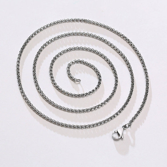 Wholesale Stainless Steel Stacking Style Geometric Pearl Chain Necklace With Electroplating