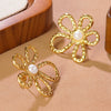 Wholesale Stainless Steel Stamped Flower Earrings For Women Light Luxury Style