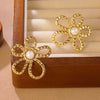 Wholesale Stainless Steel Stamped Flower Earrings For Women Light Luxury Style