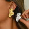 Wholesale Stainless Steel Stamped Flower Petal Earrings For Women Light Luxury Style