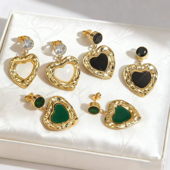 Wholesale Stainless Steel Stamped Heartshaped Love Earrings For Women