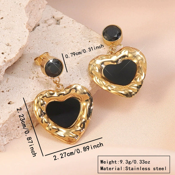 Wholesale Stainless Steel Stamped Heartshaped Love Earrings For Women