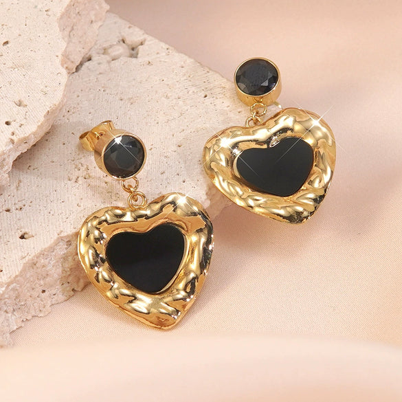 Wholesale Stainless Steel Stamped Heartshaped Love Earrings For Women