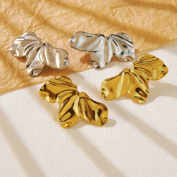 Wholesale Stainless Steel Stamped Threedimensional Flower Petal Earrings For Women In Medieval Style