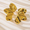 Wholesale Stainless Steel Stamped Threedimensional Flower Petal Earrings For Women In Medieval Style