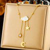 Wholesale Stainless Steel Star And Drop Shape Long Tassel Necklace With Electroplating For Women Fashion Accessories