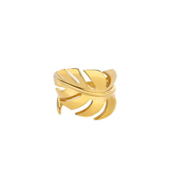 Wholesale Stainless Steel Star And Leaf Geometric Open Ring For Women Hip Hop Style With Electroplating