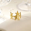 Wholesale Stainless Steel Star And Leaf Geometric Open Ring For Women Hip Hop Style With Electroplating