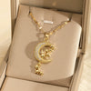 Wholesale Stainless Steel Star And Moon Necklace With Mixed Gemstone Setting Electroplating Design For Women