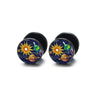 Wholesale Stainless Steel Star Pattern Retro Round Barbell Fashion Personality Ear Clip Earrings For Men And Women