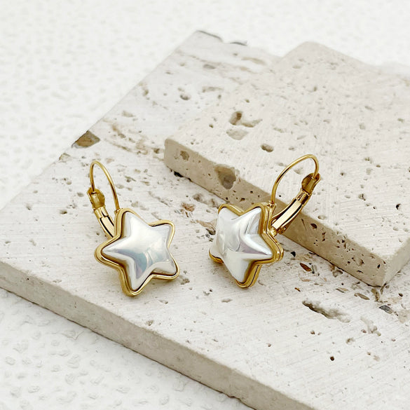 Wholesale Stainless Steel Star Patterned Earrings With Electroplating For Women