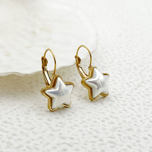 Wholesale Stainless Steel Star Patterned Earrings With Electroplating For Women