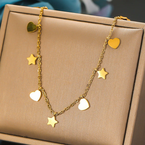 Wholesale Stainless Steel Star Pendant Necklace Electroplated Fashion Simple Accessories For Women
