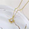 Wholesale Stainless Steel Star Pendant Necklace With Mixed Gem Inlay And Electroplating For Women