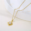 Wholesale Stainless Steel Star Pendant Necklace With Mixed Gem Inlay And Electroplating For Women