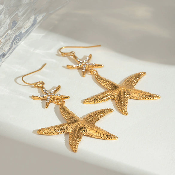 Wholesale Stainless Steel Star Shape Electroplated Women's Marine Earrings