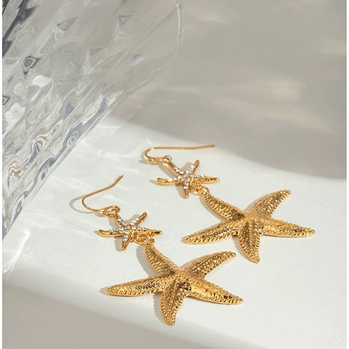 Wholesale Stainless Steel Star Shape Electroplated Women's Marine Earrings