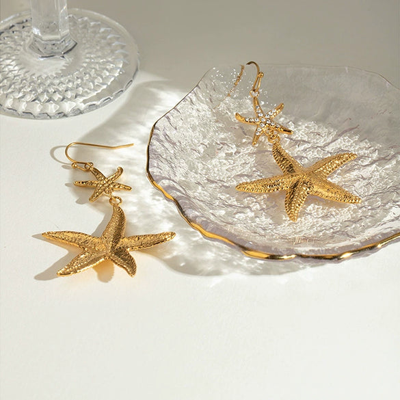 Wholesale Stainless Steel Star Shape Electroplated Women's Marine Earrings