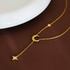 Wholesale Stainless Steel Star Shape Tassel Clavicle Necklace For Women With Vacuum Plated 18K Gold Color