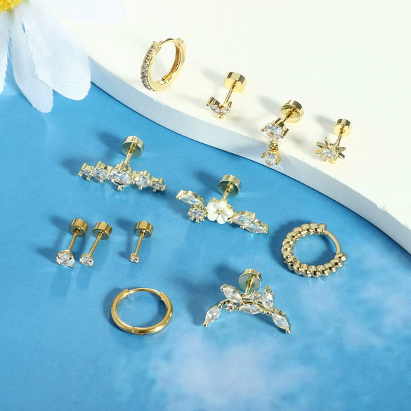 Wholesale Stainless Steel Star Shape Women's Trendy Light Luxury Highend Sense Piercing Earrings