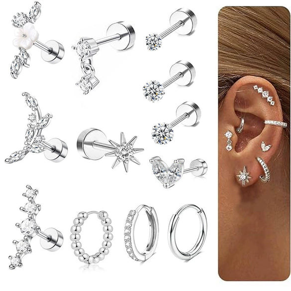 Wholesale Stainless Steel Star Shape Women's Trendy Light Luxury Highend Sense Piercing Earrings