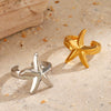 Wholesale Stainless Steel Star Shaped Minimalist Lady's Open Ring With Electroplating