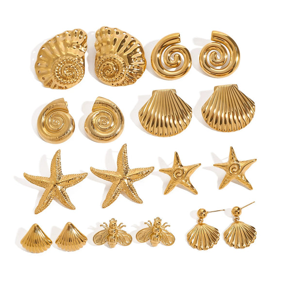 Wholesale Stainless Steel Starfish Earrings With Geometric Design And Electroplating Treatment For Women