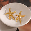 Wholesale Stainless Steel Starfish Earrings With Geometric Pattern And Electroplating For Women