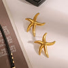Wholesale Stainless Steel Starfish Earrings With Geometric Pattern And Electroplating For Women