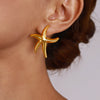 Wholesale Stainless Steel Starfish Earrings With Geometric Pattern And Electroplating For Women