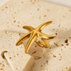 Wholesale Stainless Steel Starfish Open Ring Ins Ocean Style Animal Geometric Pattern Electroplated Hand Jewelry For Women