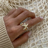 Wholesale Stainless Steel Starfish Opening Ring Jewelry Diamondencrusted Electroplated For Women