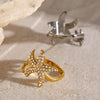 Wholesale Stainless Steel Starfish Opening Ring With Electroplating Animal Pattern For Women