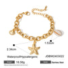 Wholesale Stainless Steel Starfish Shell Conch Bracelet With Electroplating In Natural Style For Marine Series