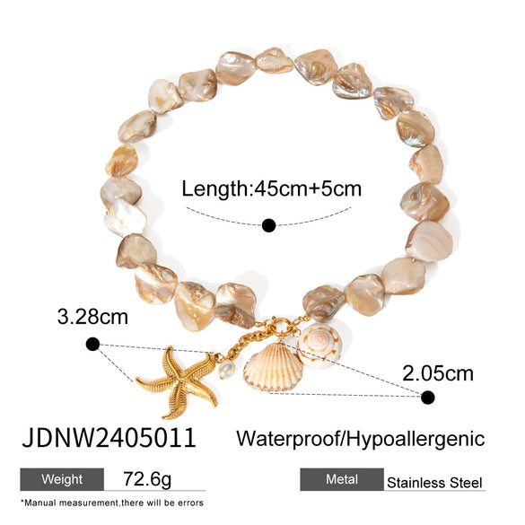 Wholesale Stainless Steel Starfish Shell Conch Bracelet With Electroplating In Natural Style For Marine Series