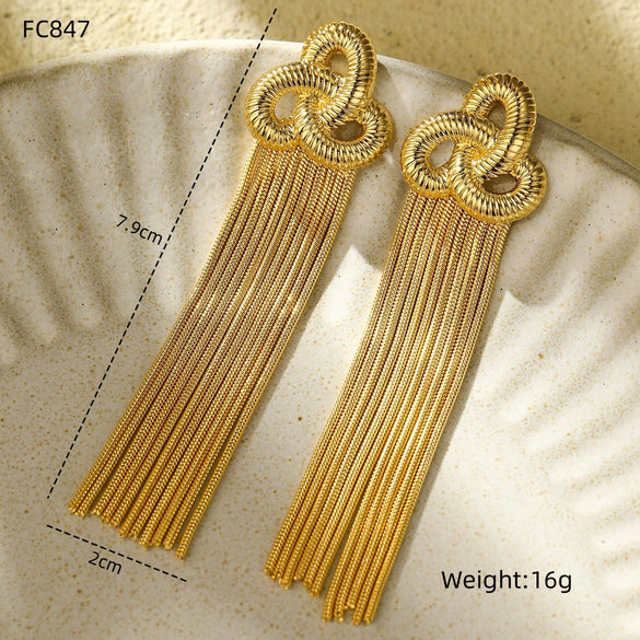 Wholesale Stainless Steel Starfish Tassel Earrings Vacuum Electroplated For Women