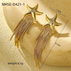 Wholesale Stainless Steel Starfish Tassel Earrings Vacuum Electroplated For Women