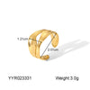 Wholesale Stainless Steel Striped Open Ring With Geometric Design And Electroplating For Unisex Light Luxury Style