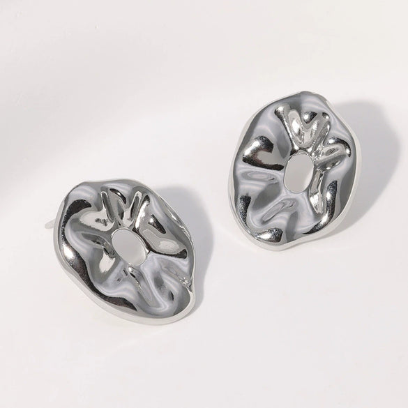 Wholesale Stainless Steel Stud Earrings Geometric Style Electroplated For Women