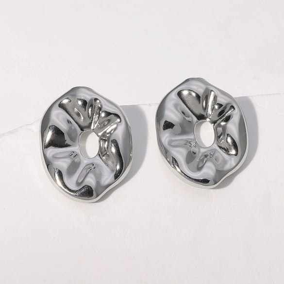 Wholesale Stainless Steel Stud Earrings Geometric Style Electroplated For Women