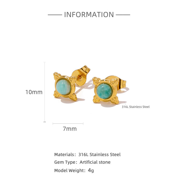 Wholesale Stainless Steel Stud Earrings With Sunflower Geometric Pattern And Electroplating Treatment For Women
