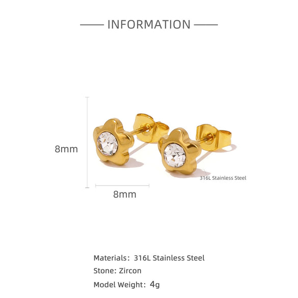 Wholesale Stainless Steel Stud Earrings With Sunflower Geometric Pattern And Electroplating Treatment For Women