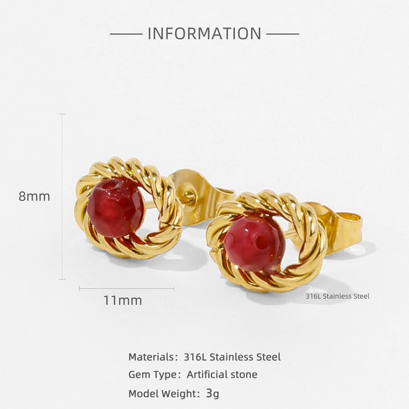 Wholesale Stainless Steel Stud Earrings With Sunflower Geometric Pattern And Electroplating Treatment For Women