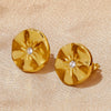 Wholesale Stainless Steel Stud Earrings With Sunflower Geometric Pattern And Electroplating Treatment For Women