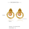 Wholesale Stainless Steel Stud Earrings With Sunflower Geometric Pattern And Electroplating Treatment For Women