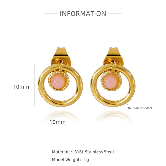 Wholesale Stainless Steel Stud Earrings With Sunflower Geometric Pattern And Electroplating Treatment For Women