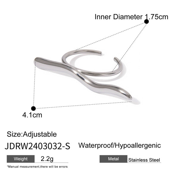 Wholesale Stainless Steel Style Irregular Opening Ring With Geometric Design And Electroplating Treatment For Women