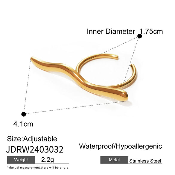 Wholesale Stainless Steel Style Irregular Opening Ring With Geometric Design And Electroplating Treatment For Women
