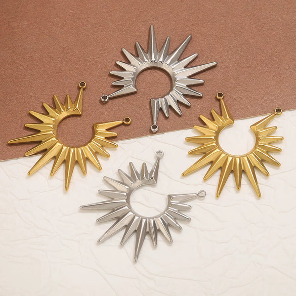 Wholesale Stainless Steel Sunshaped Pendant Jewelry Accessories With Electroplating For Diy Retro Hanging Decoration
